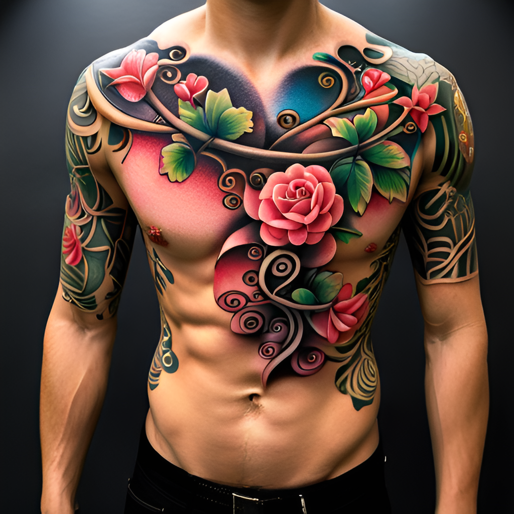 vine with flowers tattoo design
